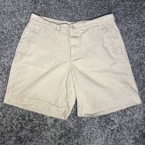 Nike Mens Mid Rise Tan Size 34 Shorts Cotton Chino Flat Front With Pockets
